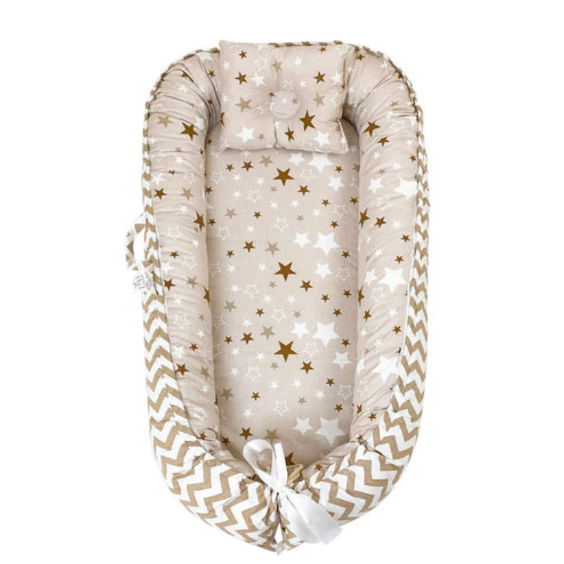 Baby Nest Pod With Pillow - Brown - 90cm x 50 cm