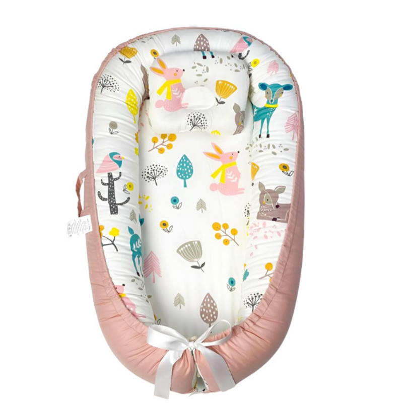 Baby Lounger Pod With Pillow - Pink - 90cm x 50cm