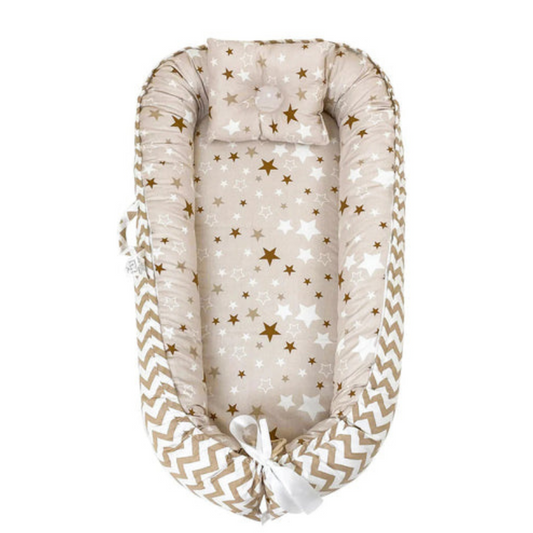 Baby Nest Pod With Pillow - Brown - 90cm x 50 cm