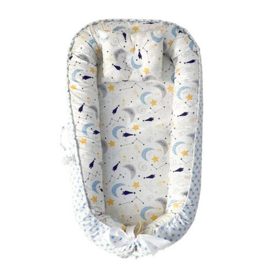 Baby Nest Pod With Pillow - Sky Blue - 90cm x 50 cm