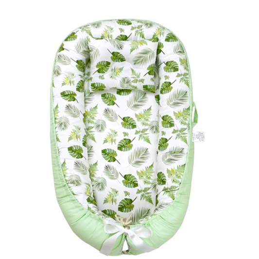 Baby Nest Pod With Pillow - Green - 90cm x 50 cm